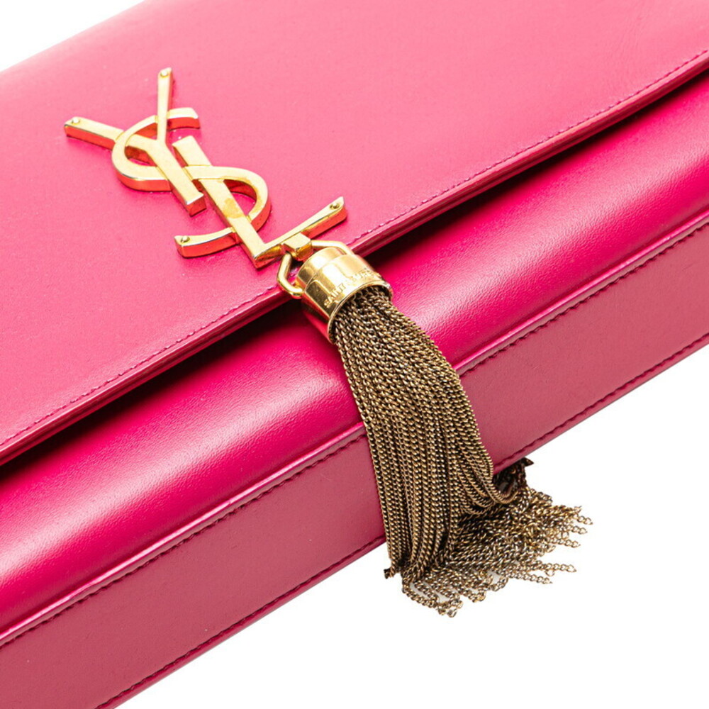Saint Laurent logo tassel chain shoulder bag pink leather - Picture 7 of 9